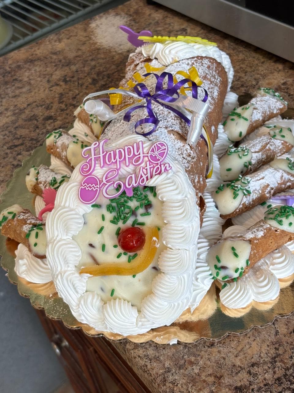 Happy Easter cannoli display cake