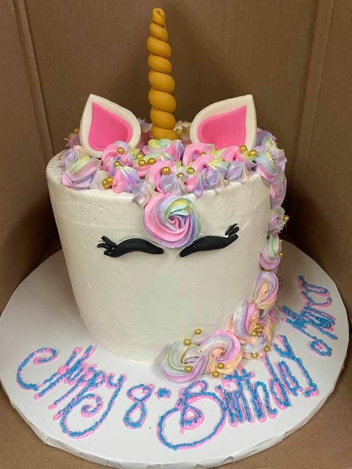 Two-tier custom cake with floral design